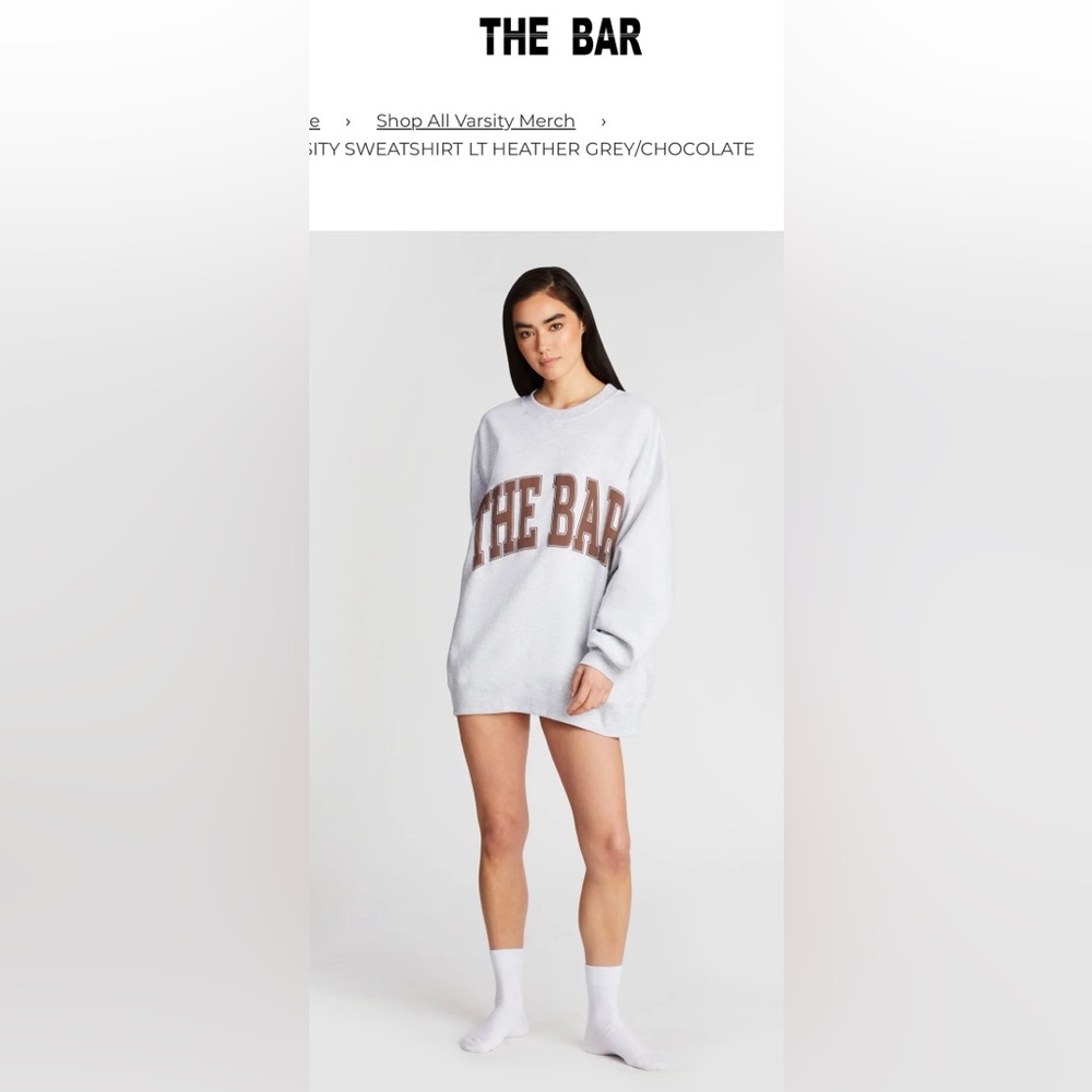 New, washed, never worn The bar sweatshirt. Grey with chocolate brown.